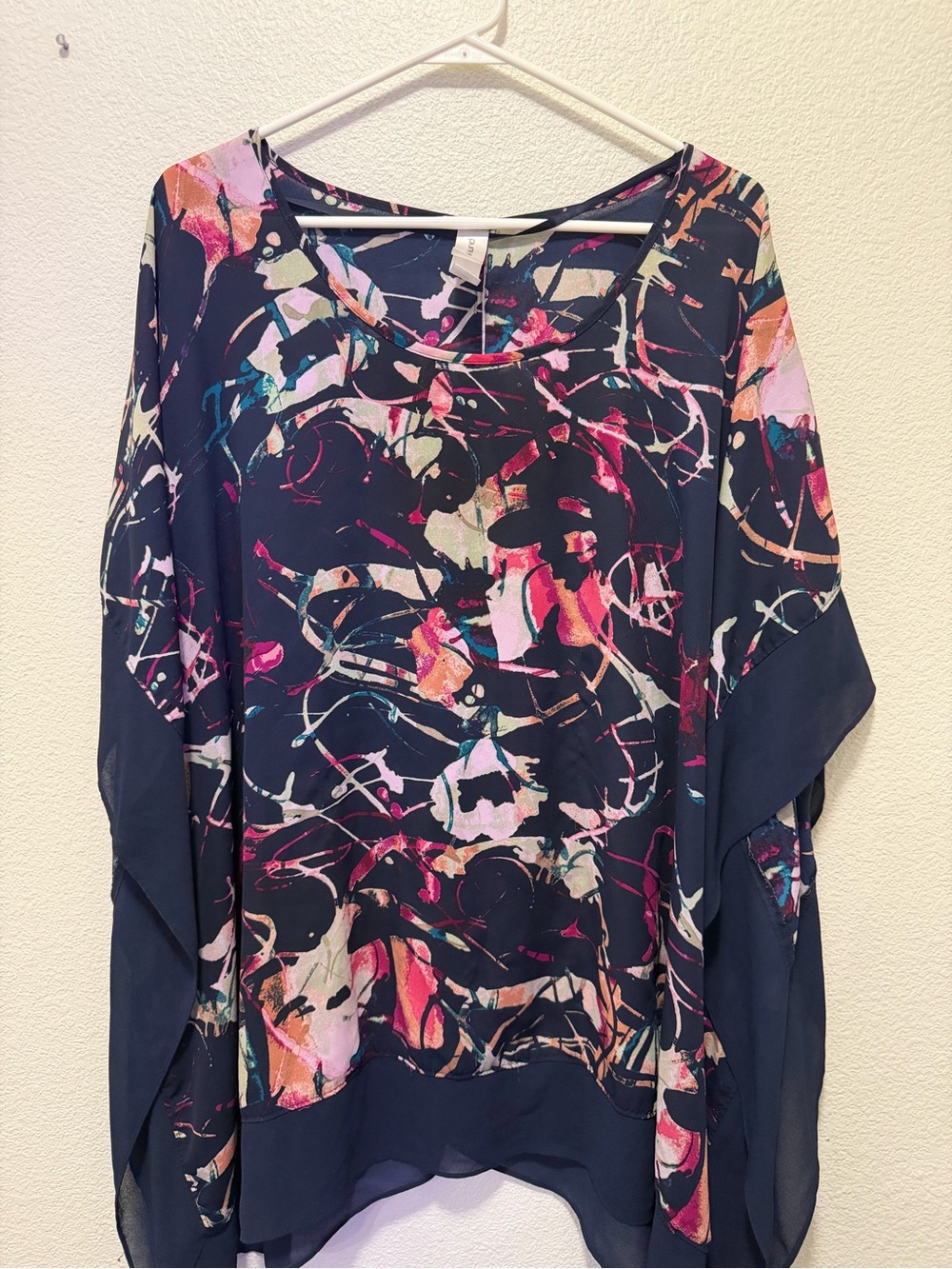 Pure Energy navy floral sleeveless tunic, 2x/ 3X